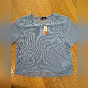 Sheer Periwinkle Short Sleeve Top